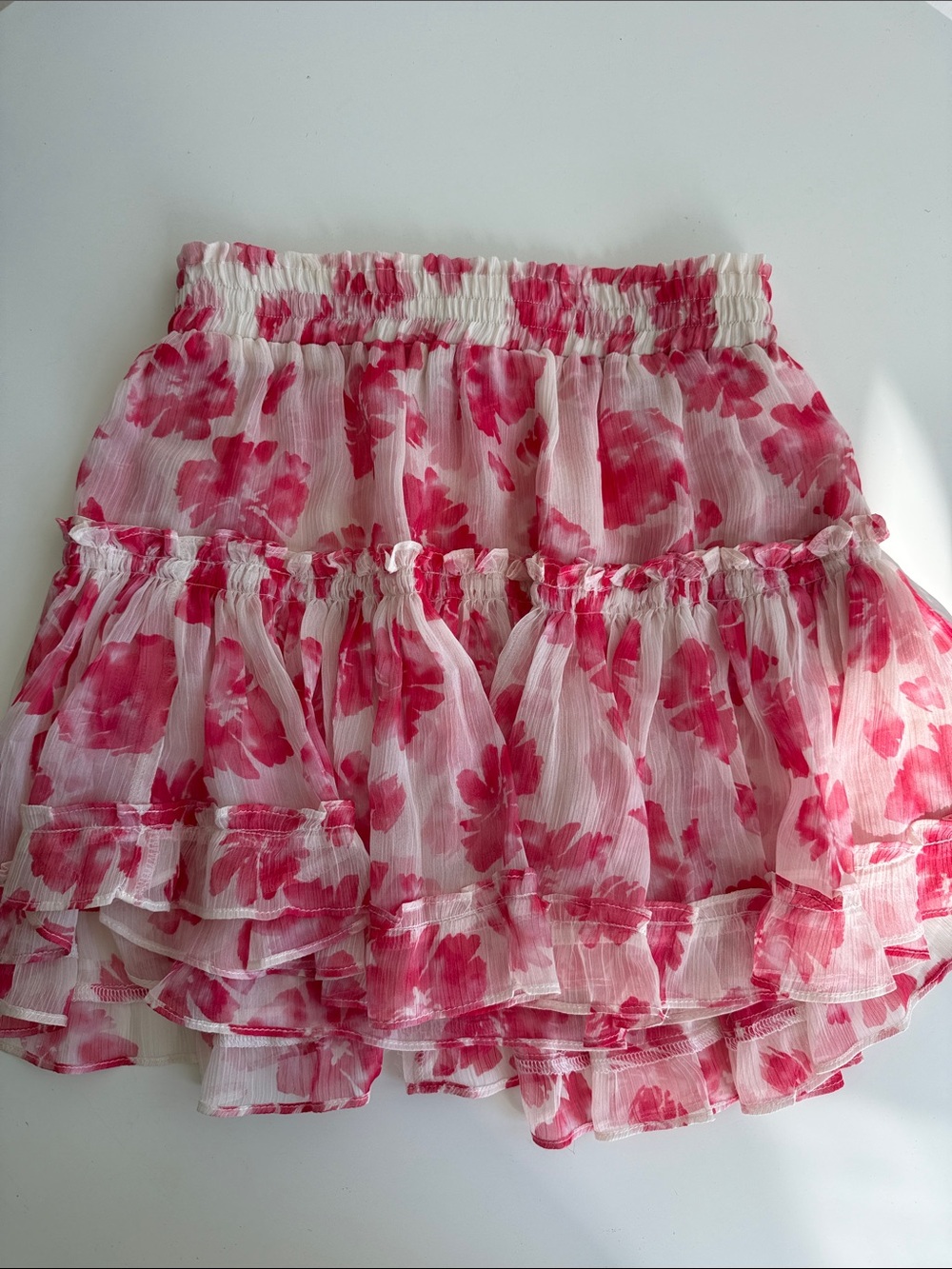 Misa Los Angeles Pink Floral Ruffled Mini Skirt